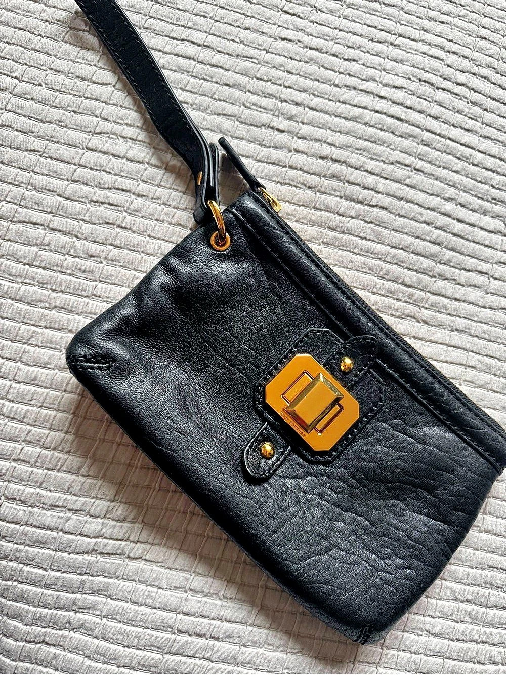 Juicy Couture 2011 Black Leather Wristlet Clutch